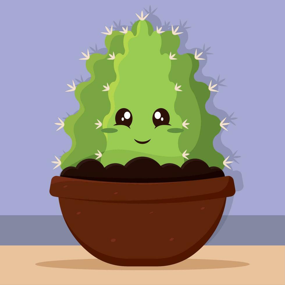 Isolated cute cactus indoor plant character Vector