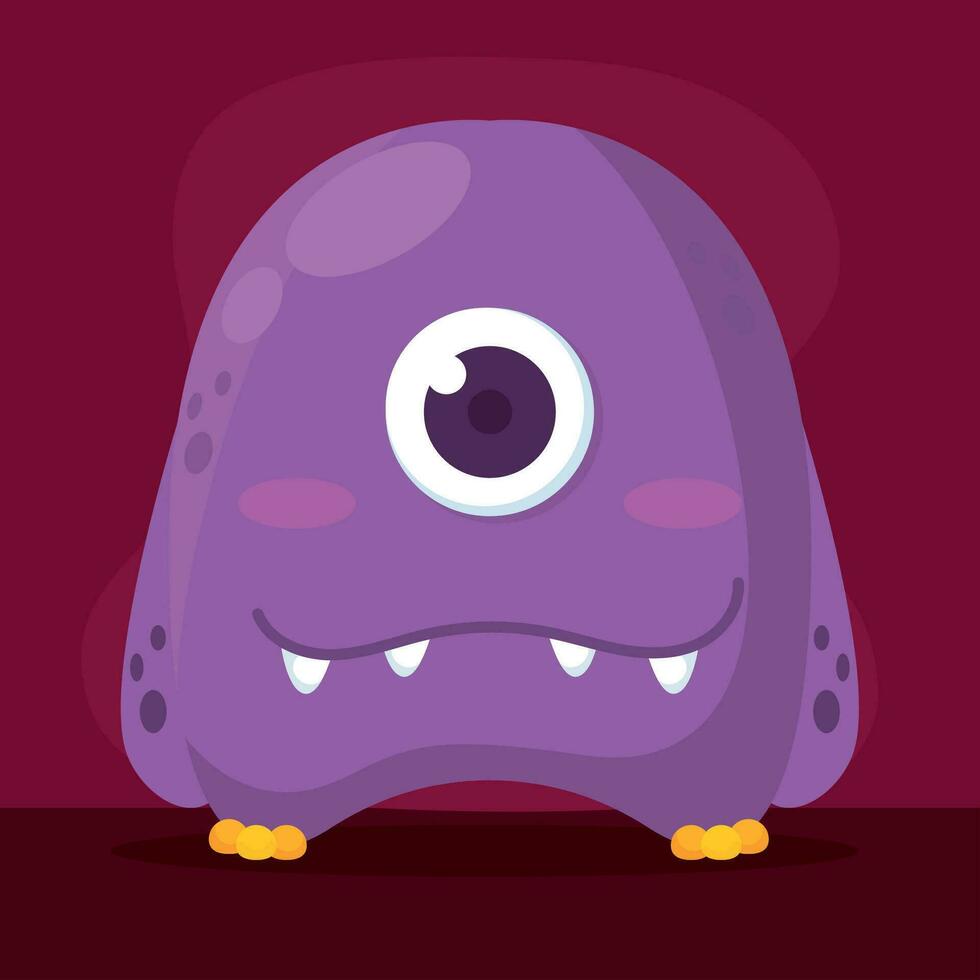 Isolated colored cute happy monster character Vector