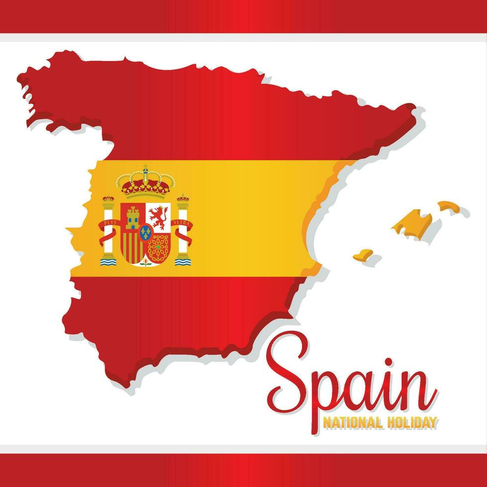Isolated map of spain with its flag Vector
