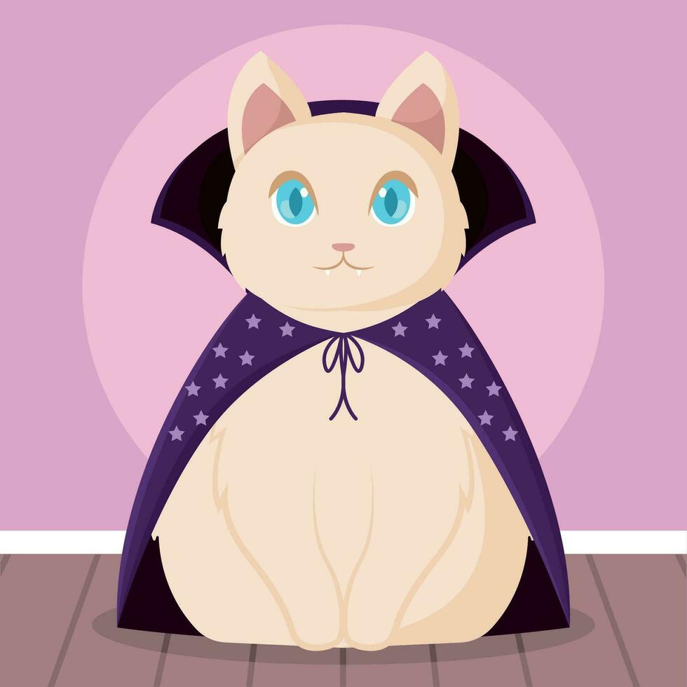 Isolated cute cat pet with a magician costume Vector