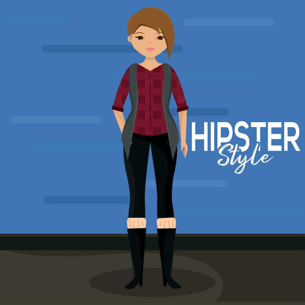 aislado linda hembra hipster personaje vector