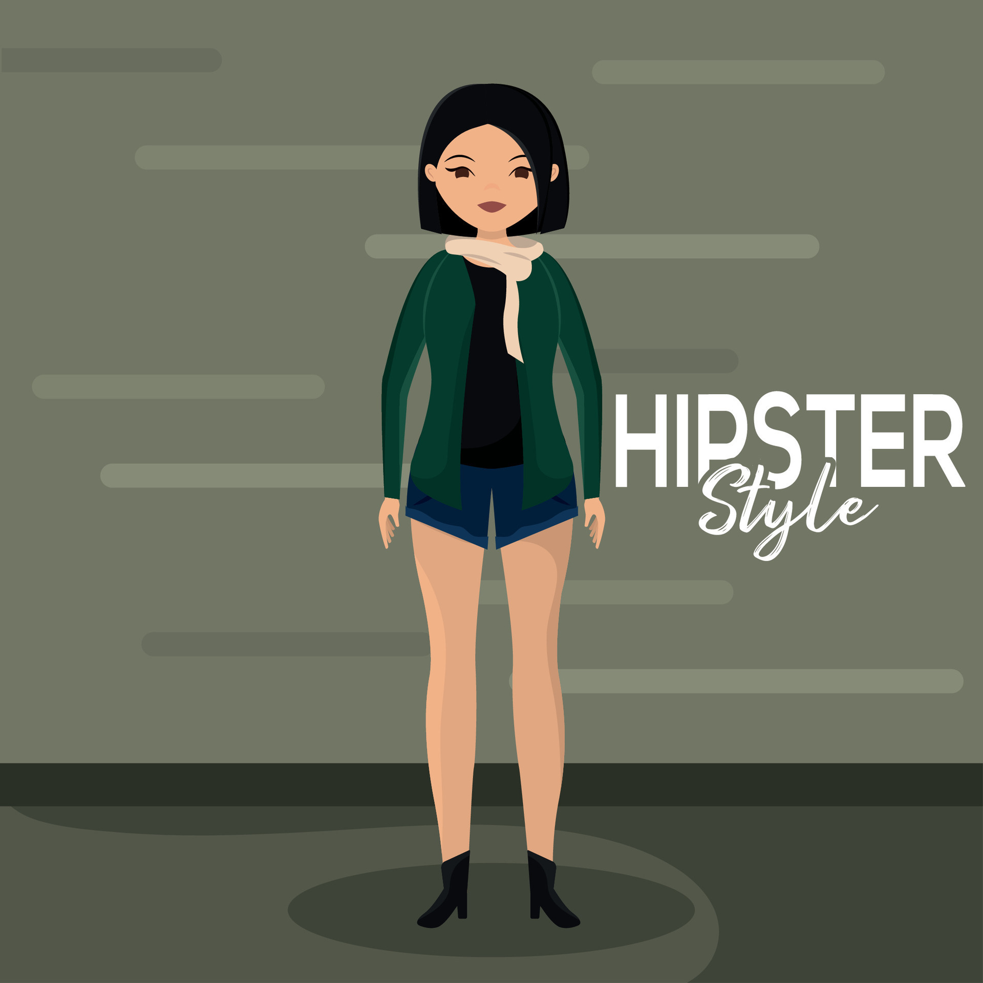 Isolated cute female hipster character Vector 28270885 Vector Art