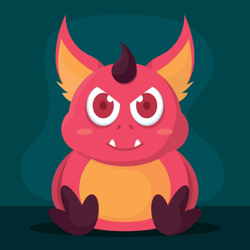 Isolated colored cute happy monster character Vector