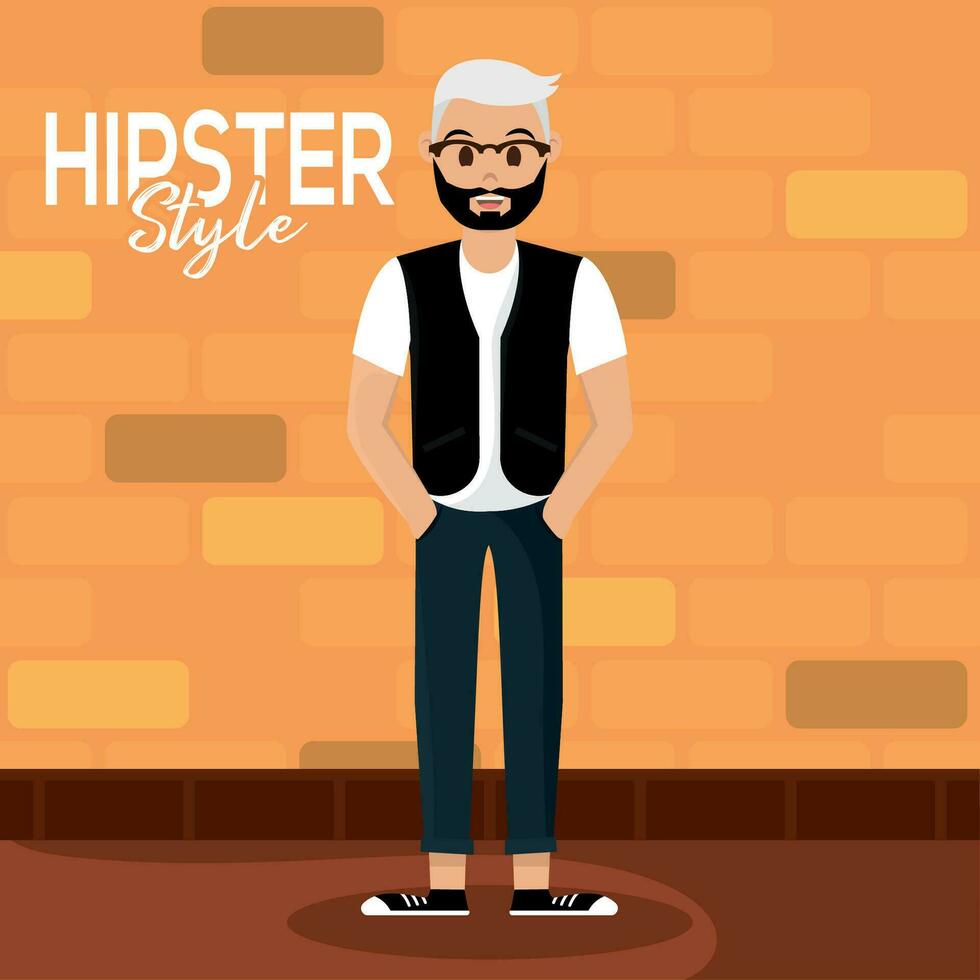 Isolated handsome male hipster character Vector