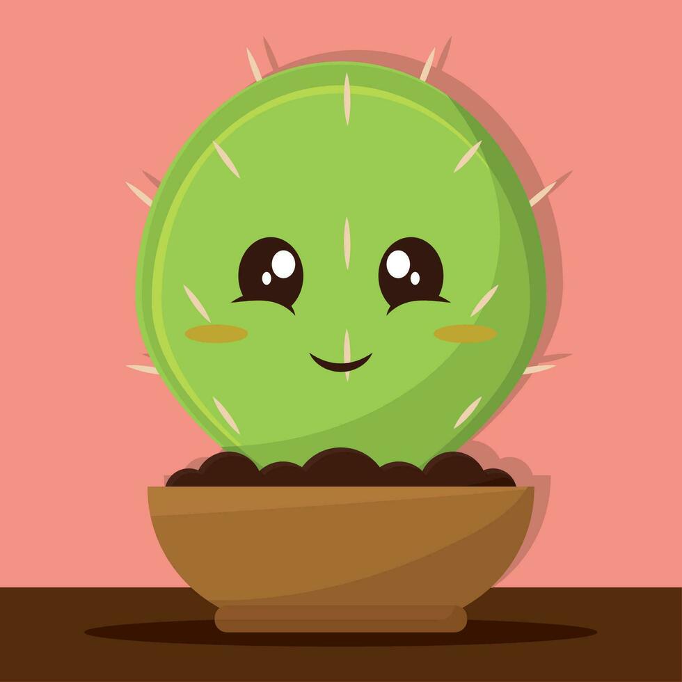 Isolated cute cactus indoor plant character Vector