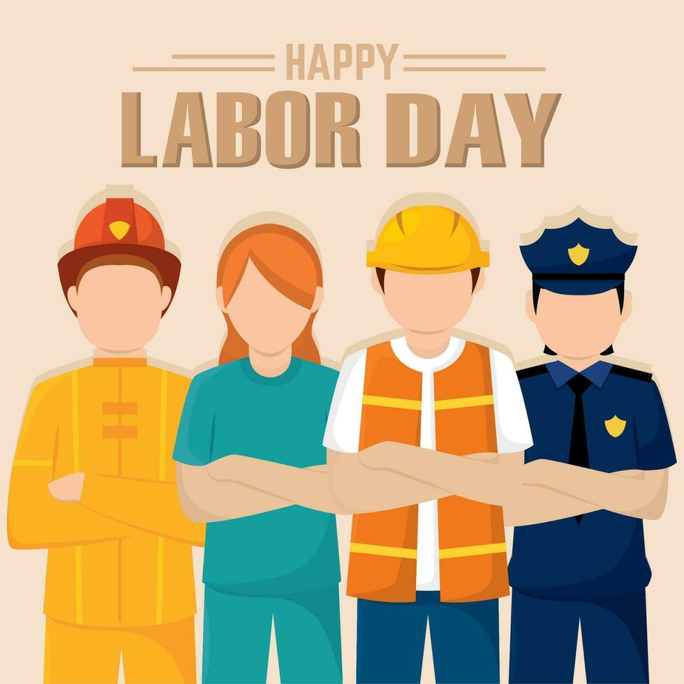 Different abstract characters with different jobs Labor day Vector