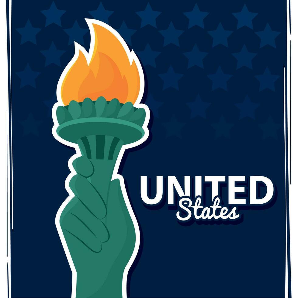 Hand holding a torch Liberty Statue landmark United States Vector