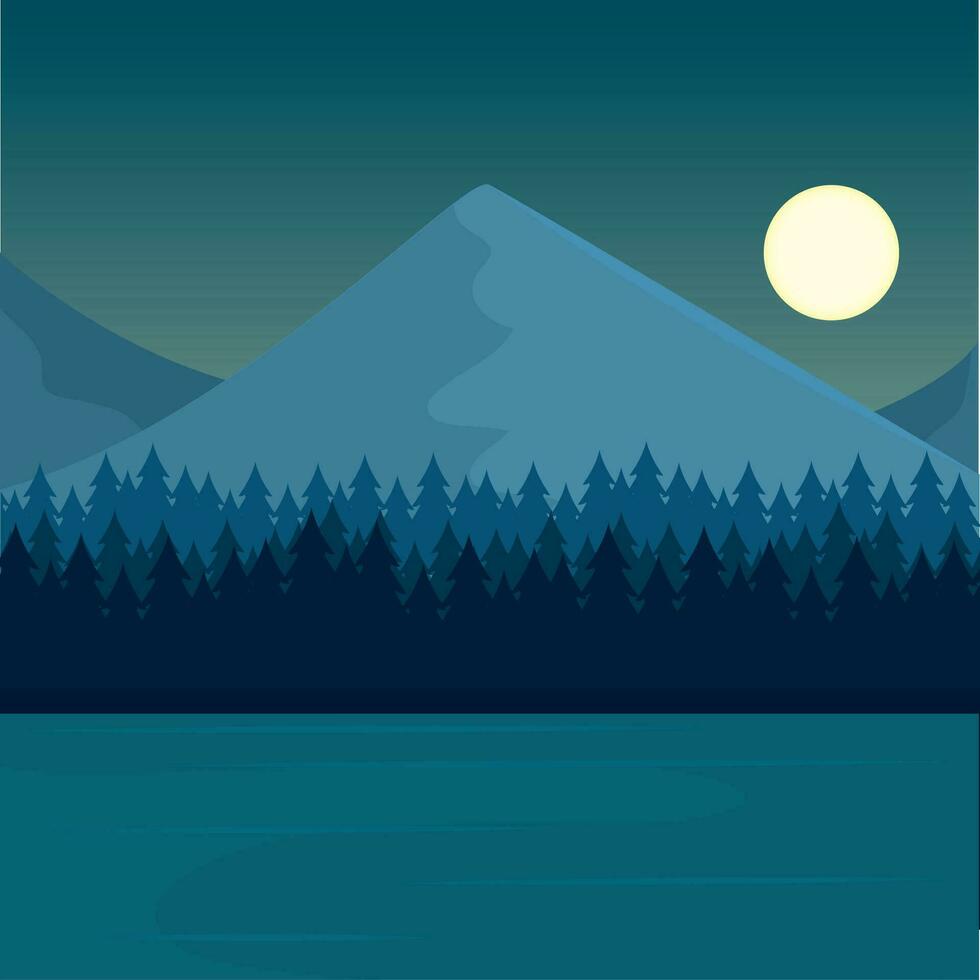 Colored natural landscape with trees Vector