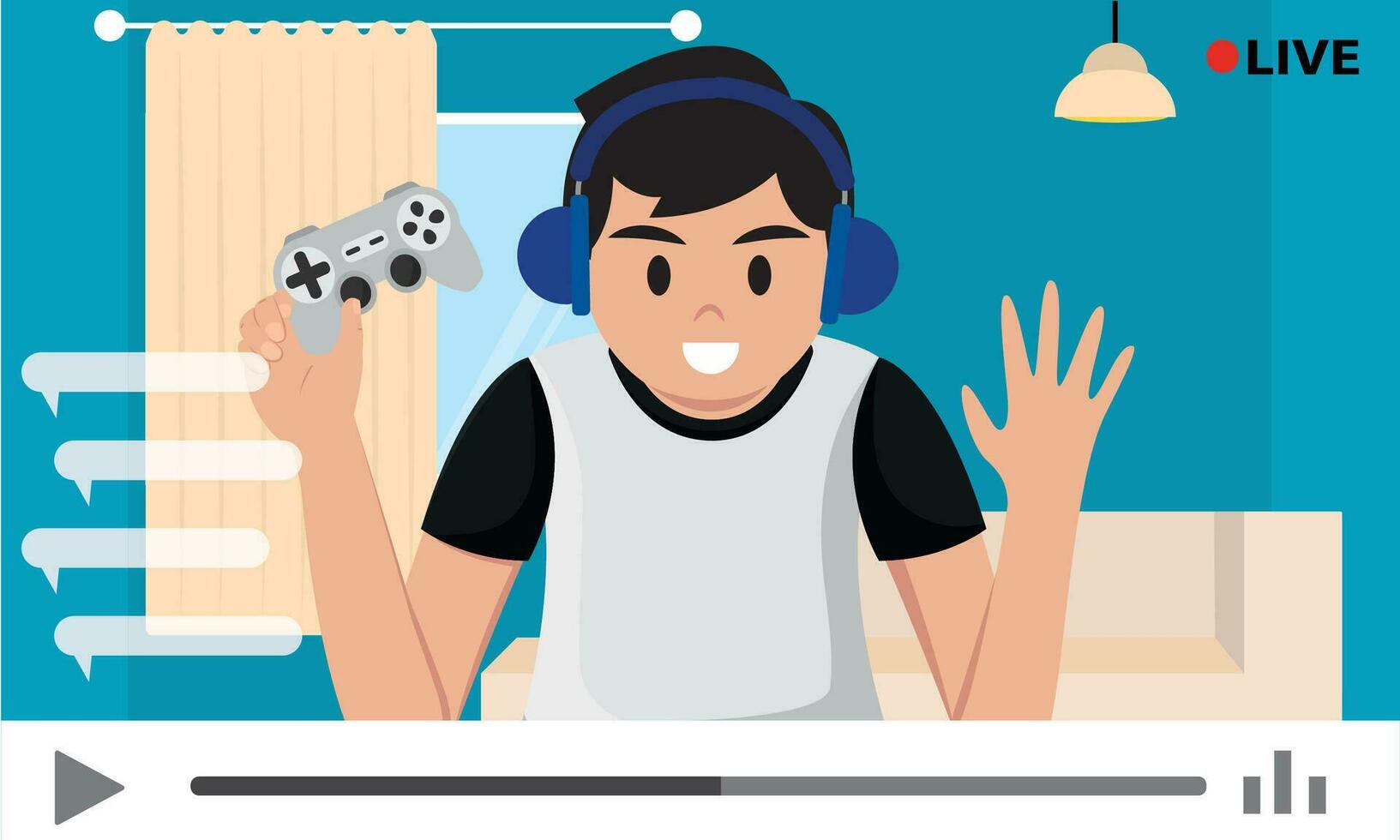 corriente con chico jugando videojuegos transmisión servicios vector