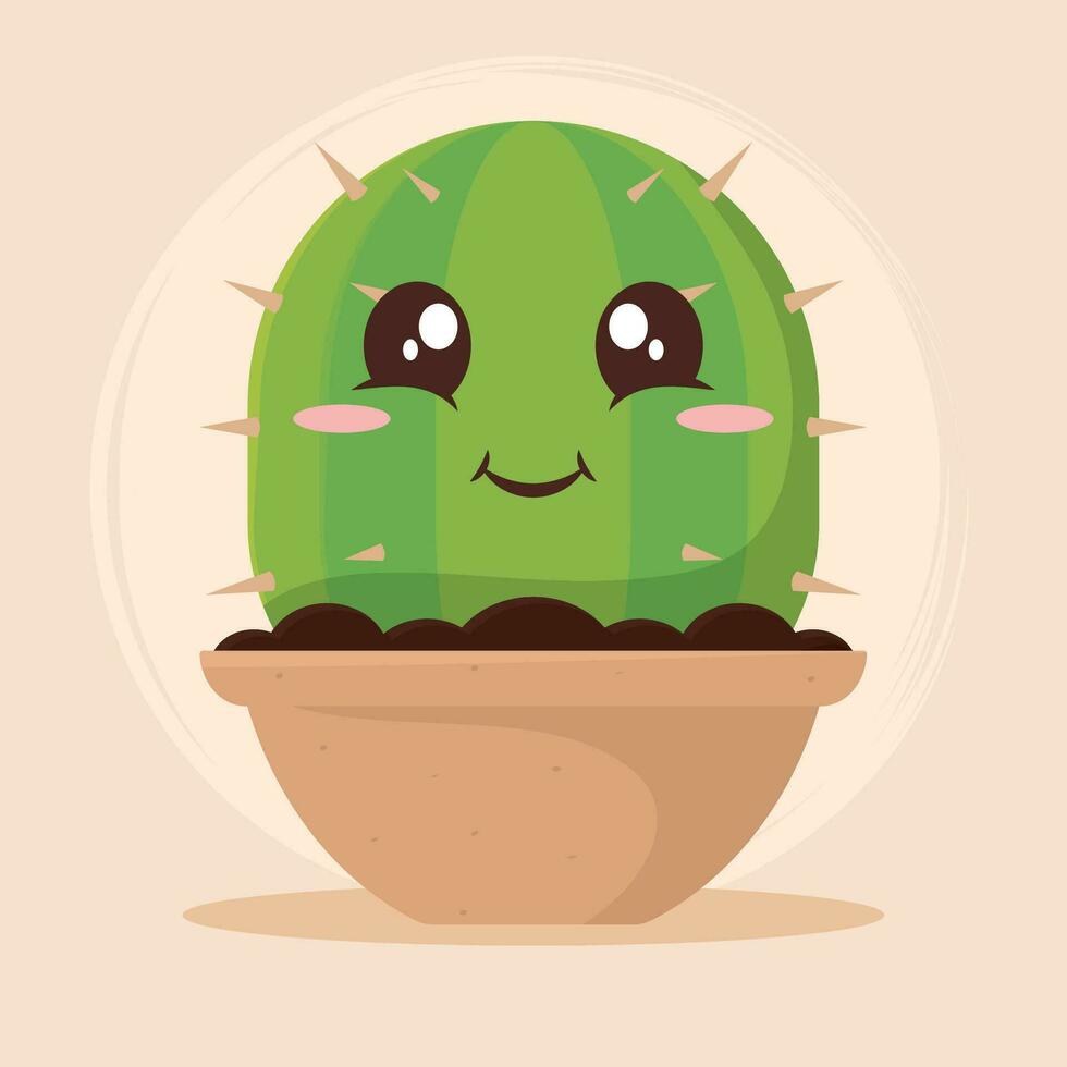 Isolated cute cactus indoor plant character Vector