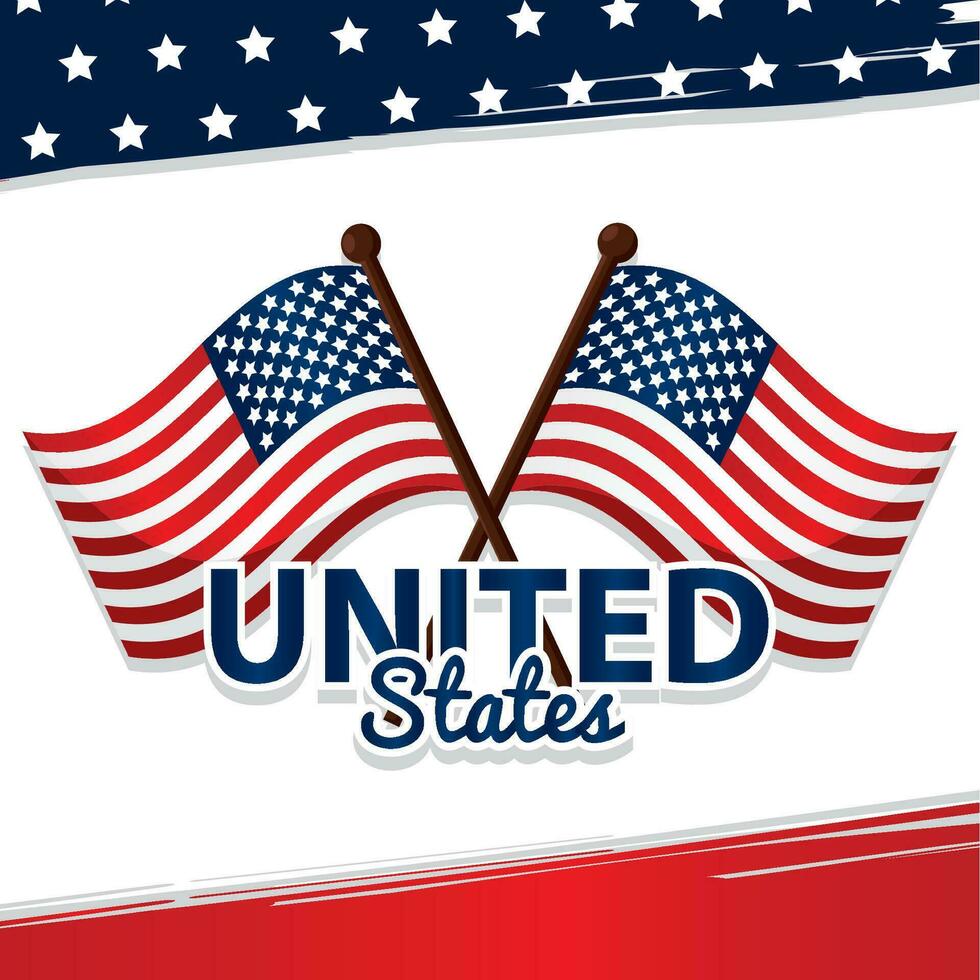 Isolated pair of flags of the United States Vector