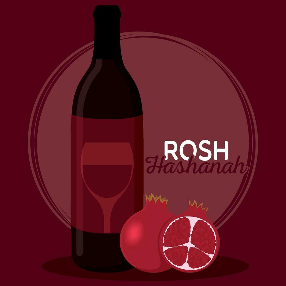 Poster wine rosh hashanah vector illustration