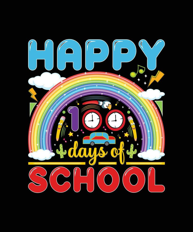 Happy 100 Days of School Kindergarten T Shirt Design Vector, Kids T Shirt Design Vector, School T Shirt Design vector