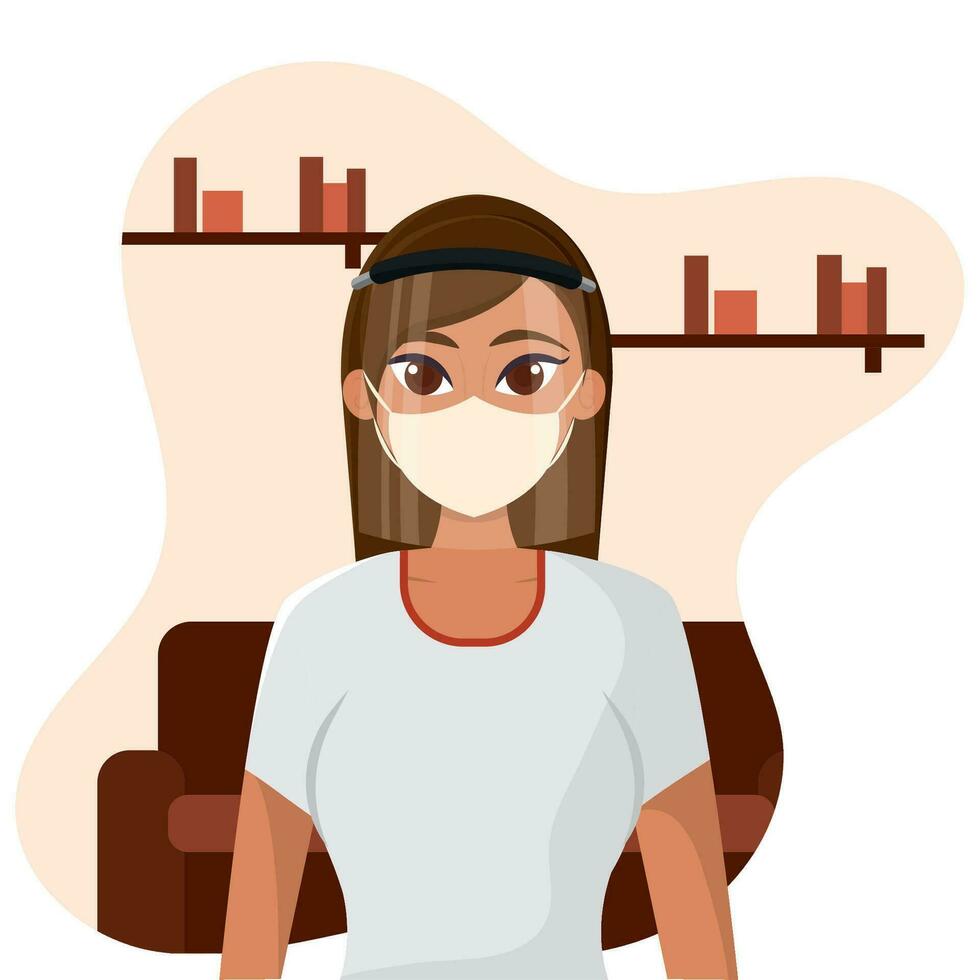 Isolated woman cartoon with face mask Selfcare and prevention Vector