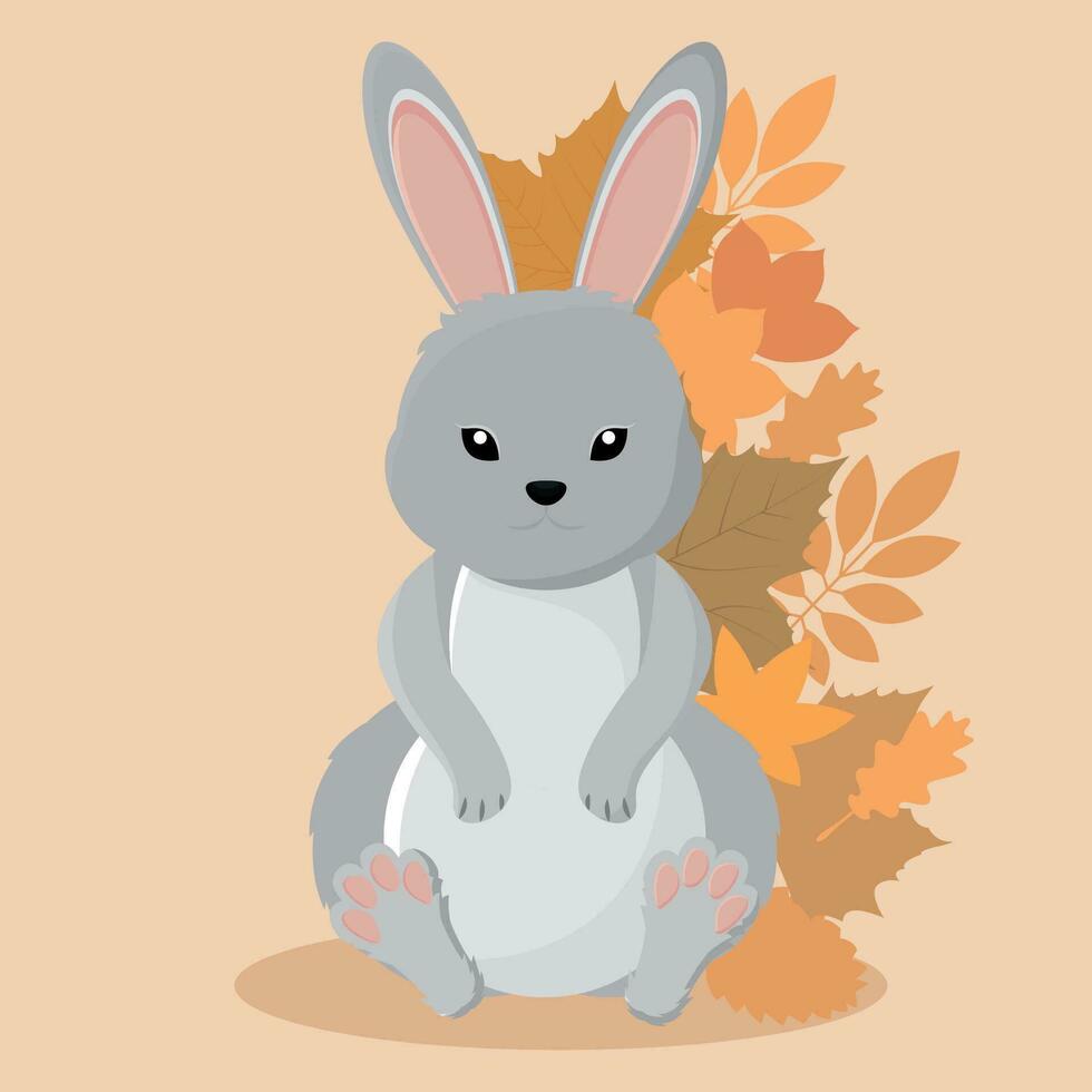 Background rabbit animal autumn vector illustration