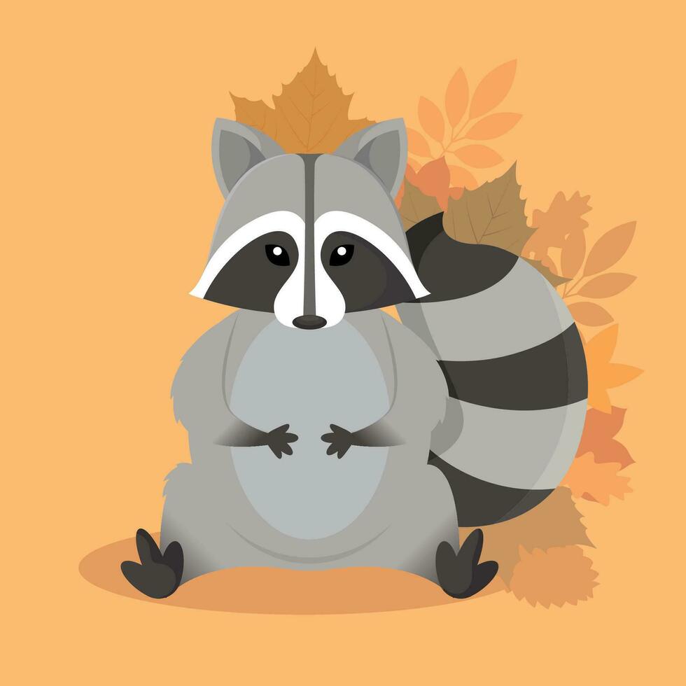 Background raccoon animal autumn vector illustration