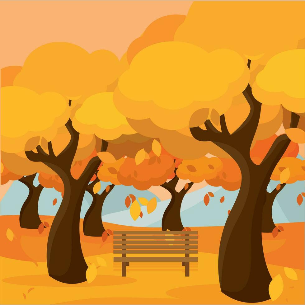 Colored autumn seasonal landscape Vector