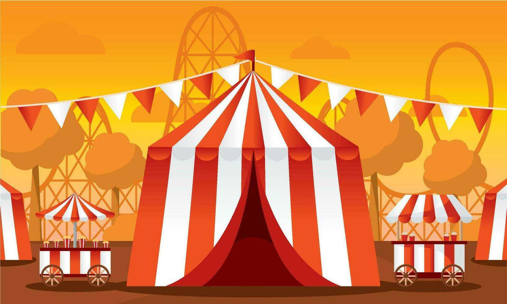 Isolated carnival tent Amusement park Vector