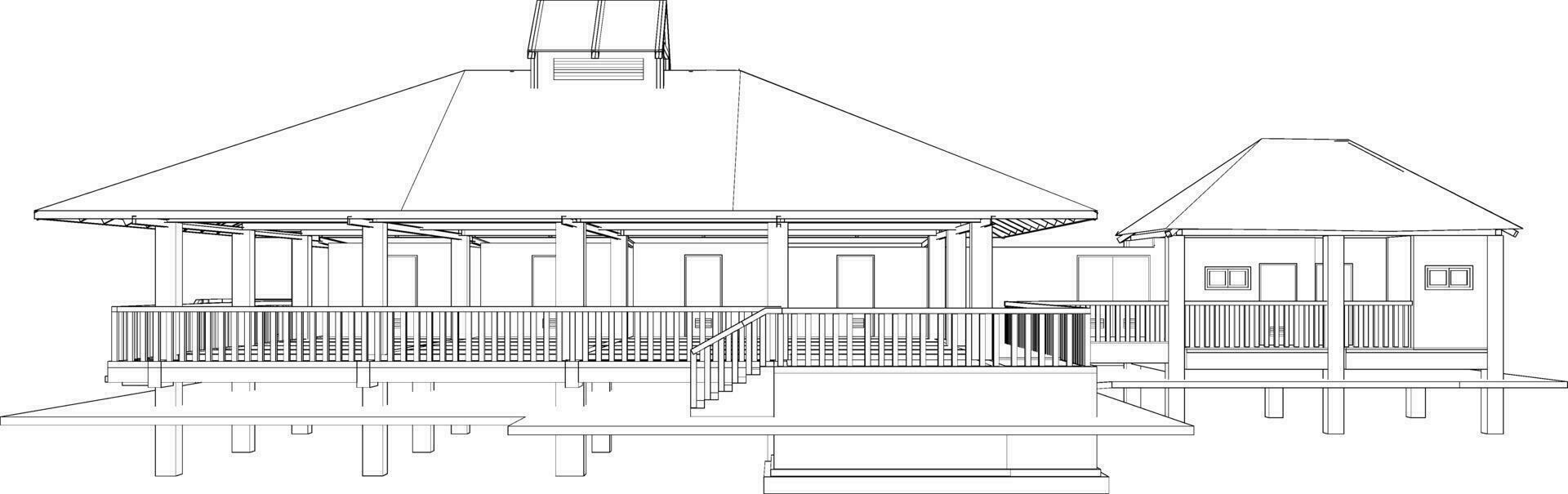 3D illustration of building project vector