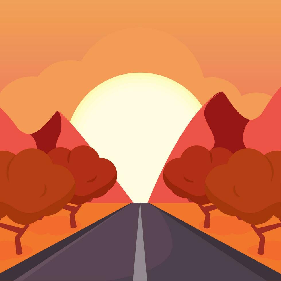 Colored natural landscape with trees Vector
