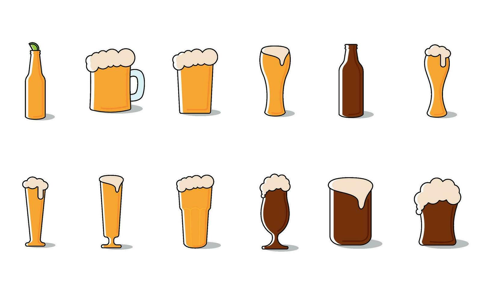 Set of beer glasses and mugs icons Vector