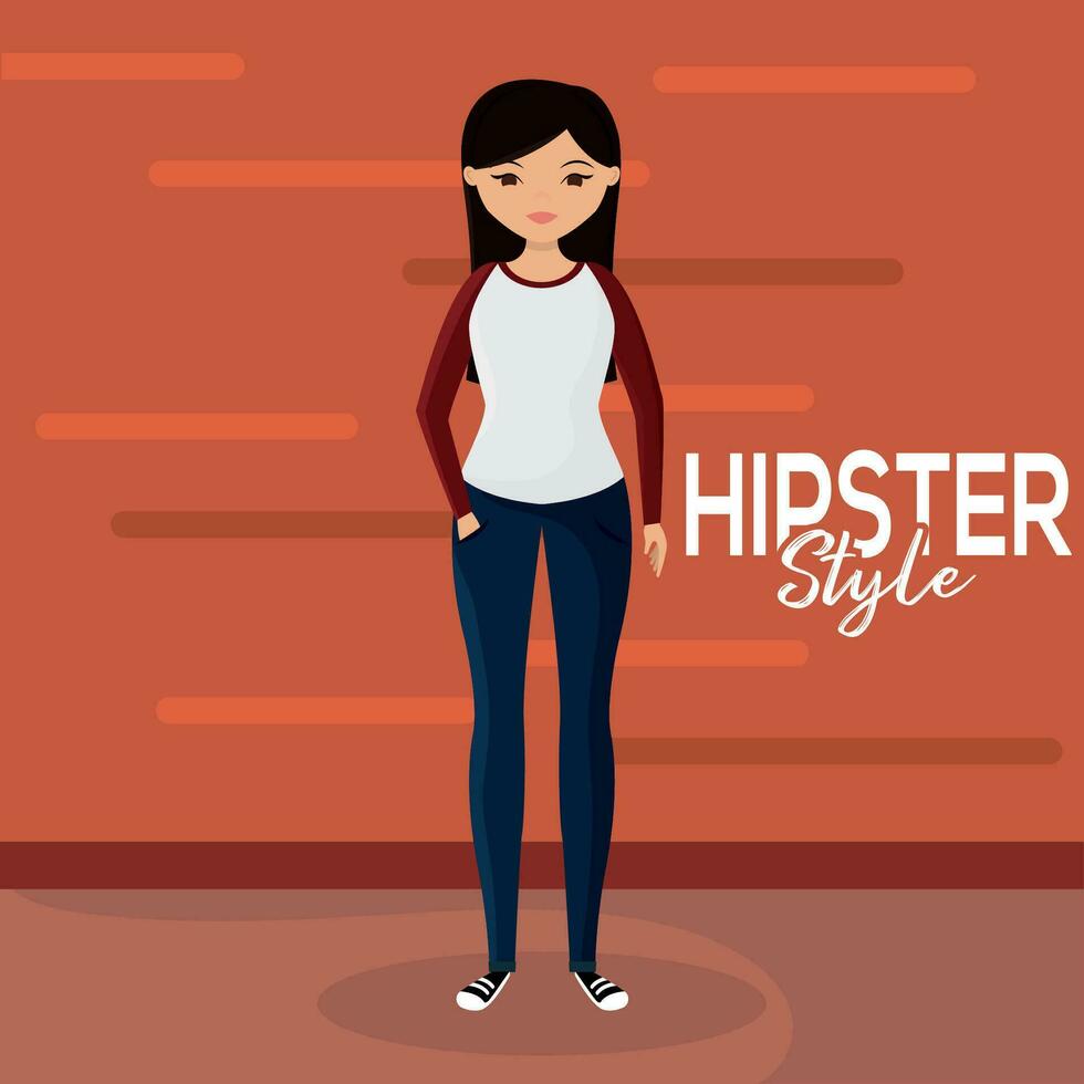 Isolated cute female hipster character Vector 28271078 Vector Art