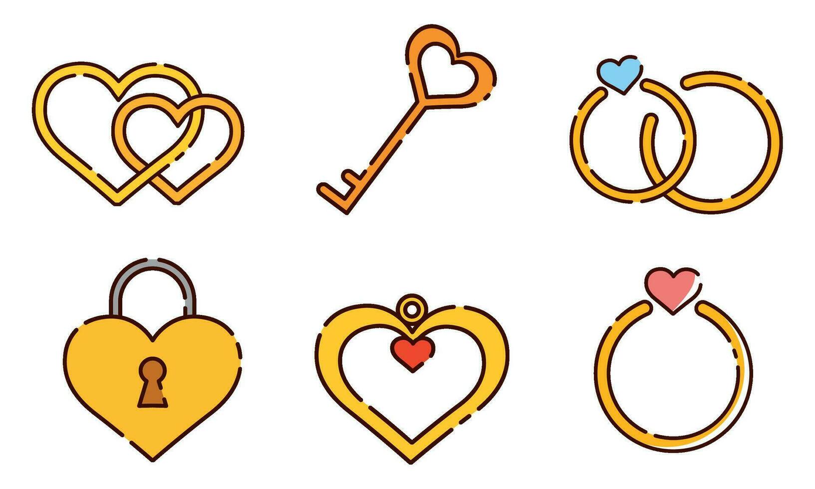 Set of different valentine day flat design icons Vector