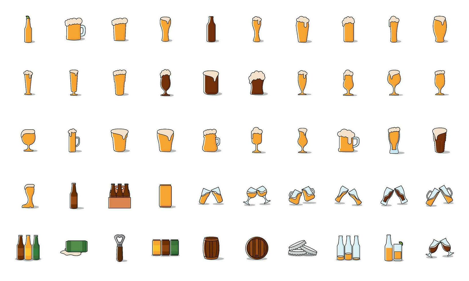 Set of different beer related icons Vector