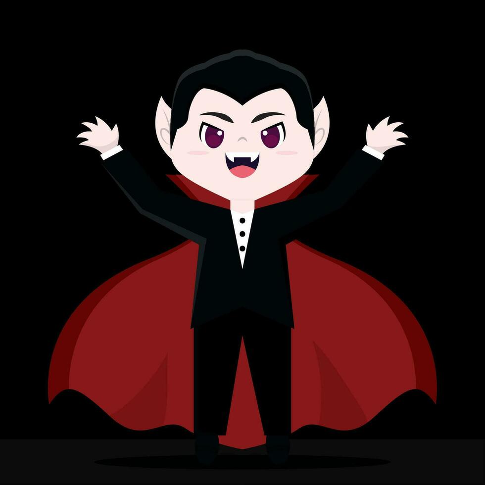 Isolated cute vampire character Happy halloween Vector