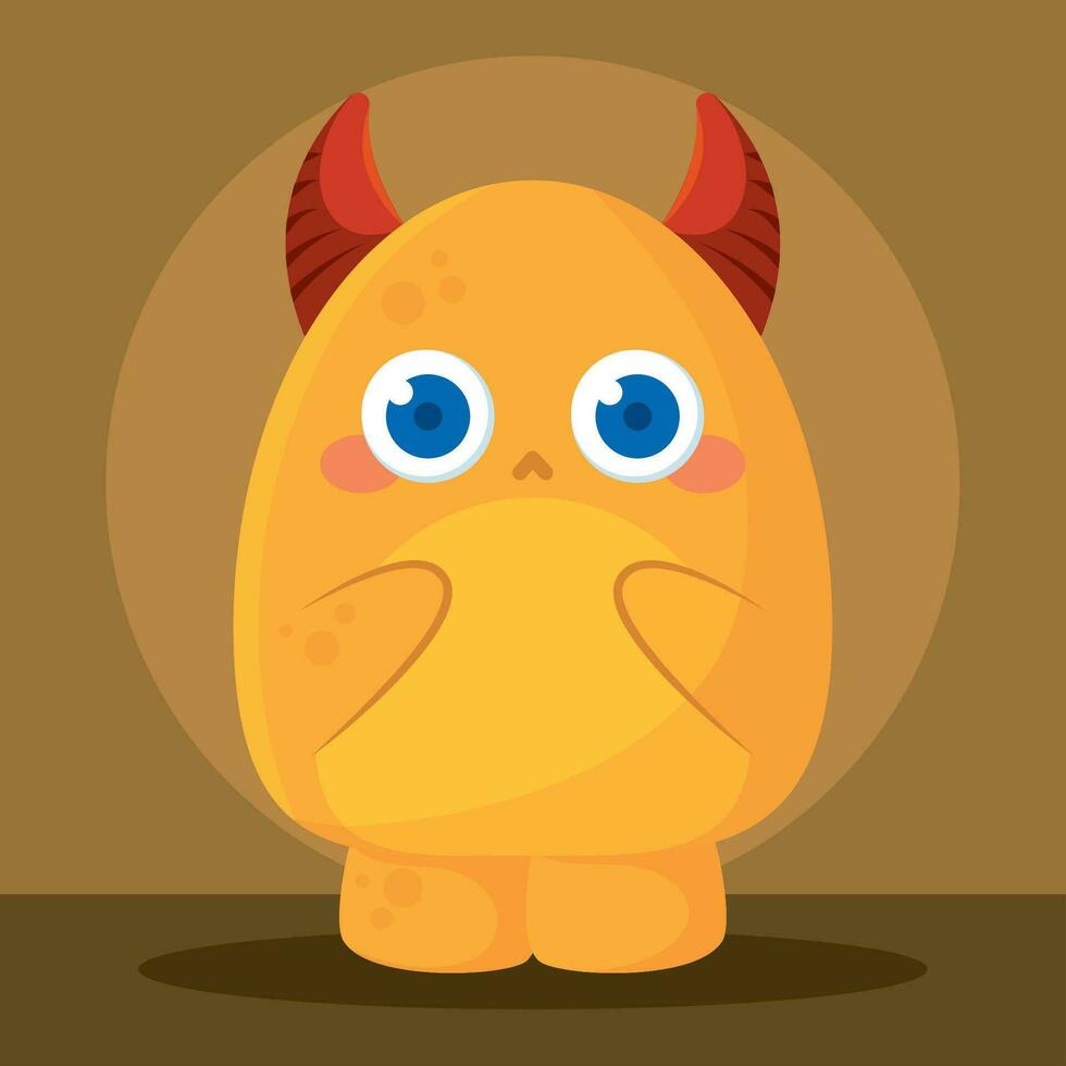 Isolated colored cute happy monster character Vector