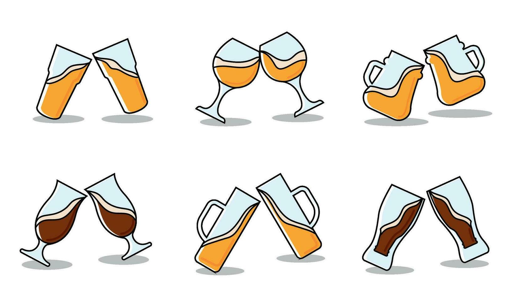 Set of beer glasses clashing each other Vector