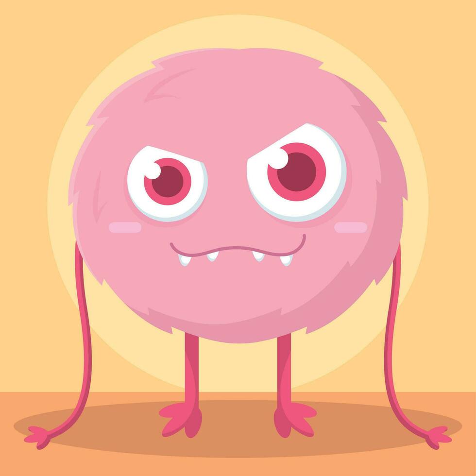 Isolated colored cute happy monster character Vector
