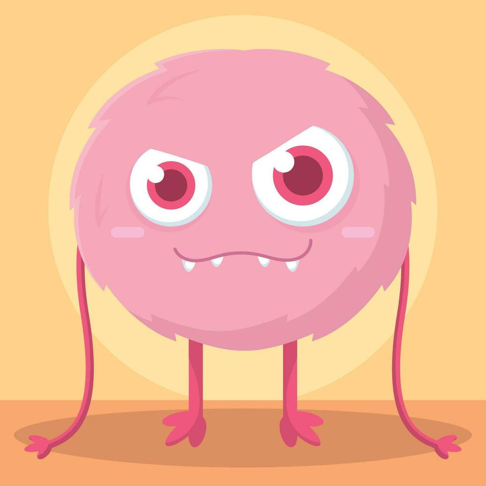 Isolated colored cute happy monster character Vector