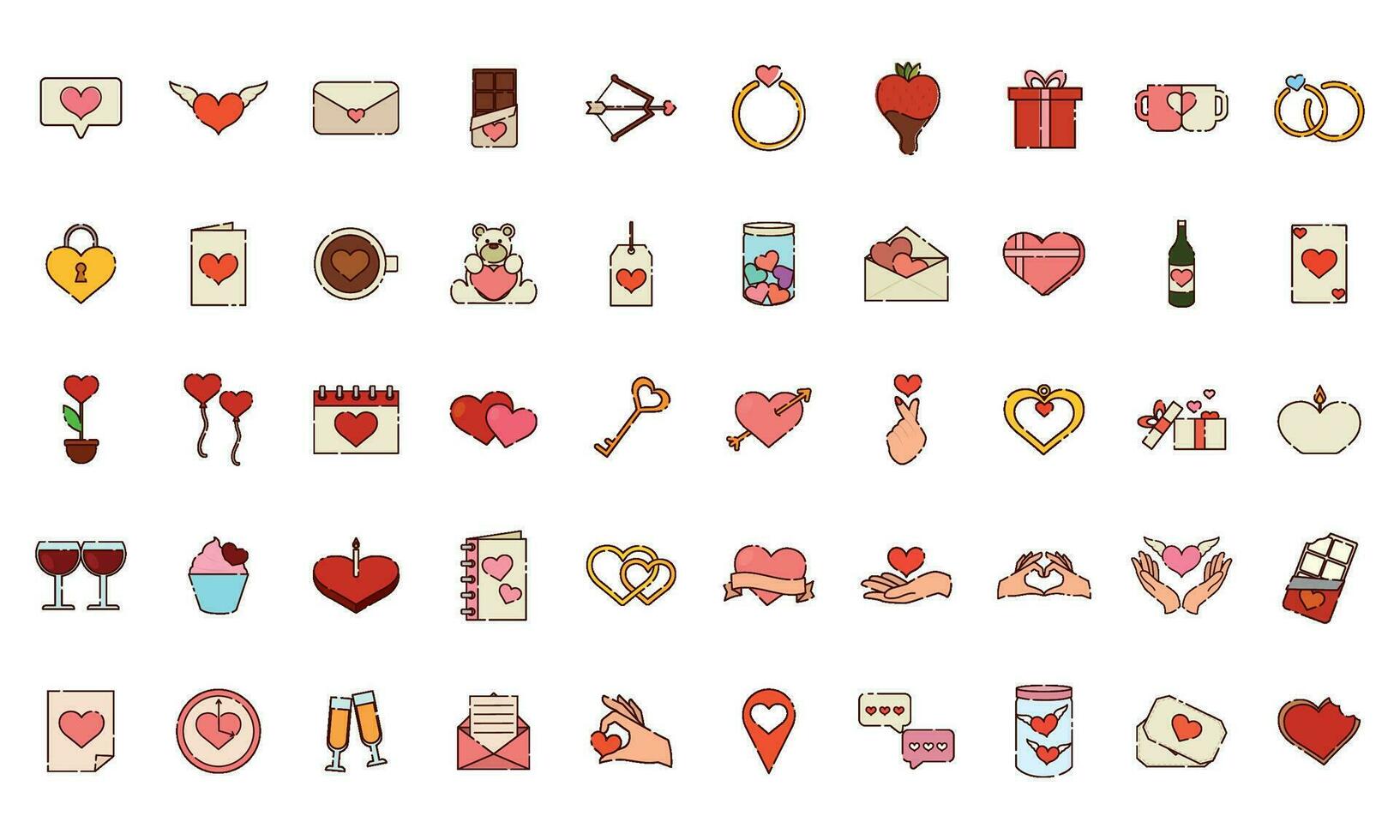 Set of different valentine day flat design icons Vector