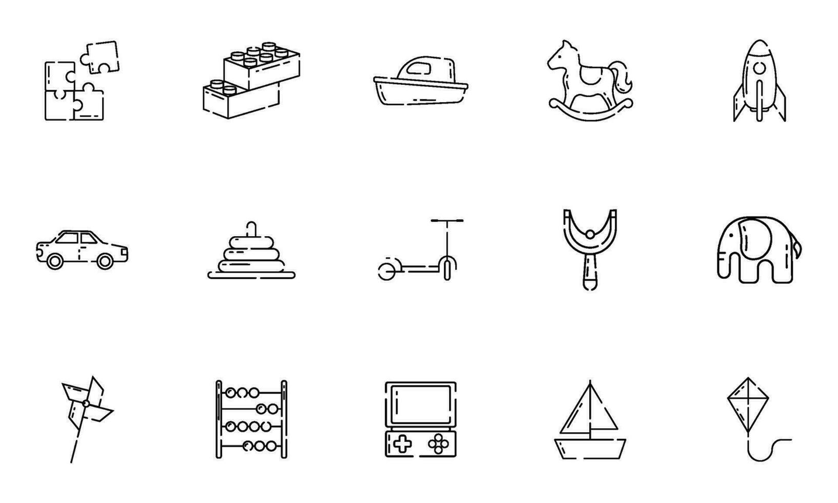 Set of different flat toy icons Vector