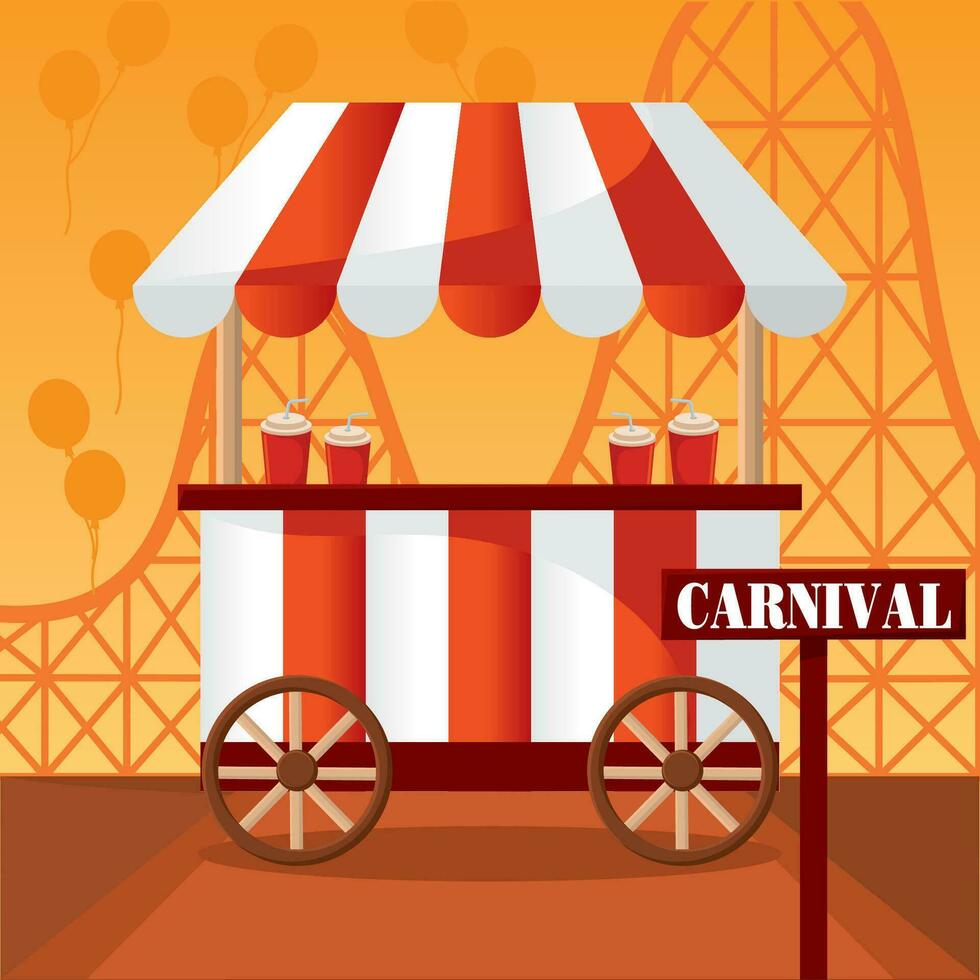 Isolated carnival shopping mobile tent Amusement park Vector