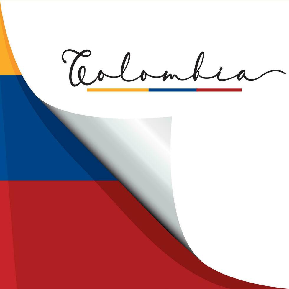 Colored sticker with the flag of Colombia Vector