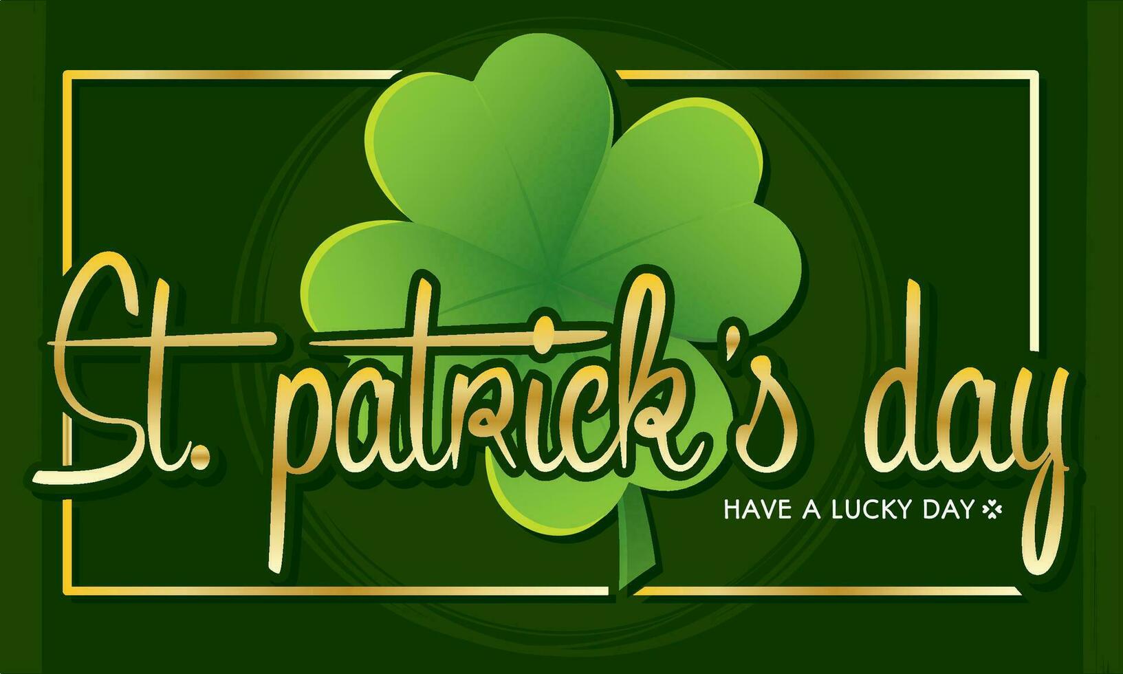 Green saint patrick day poster shiny clover and text Vector