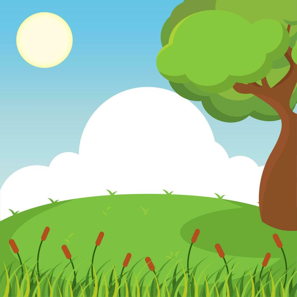 Colored spring seasonal natural landscape Vector