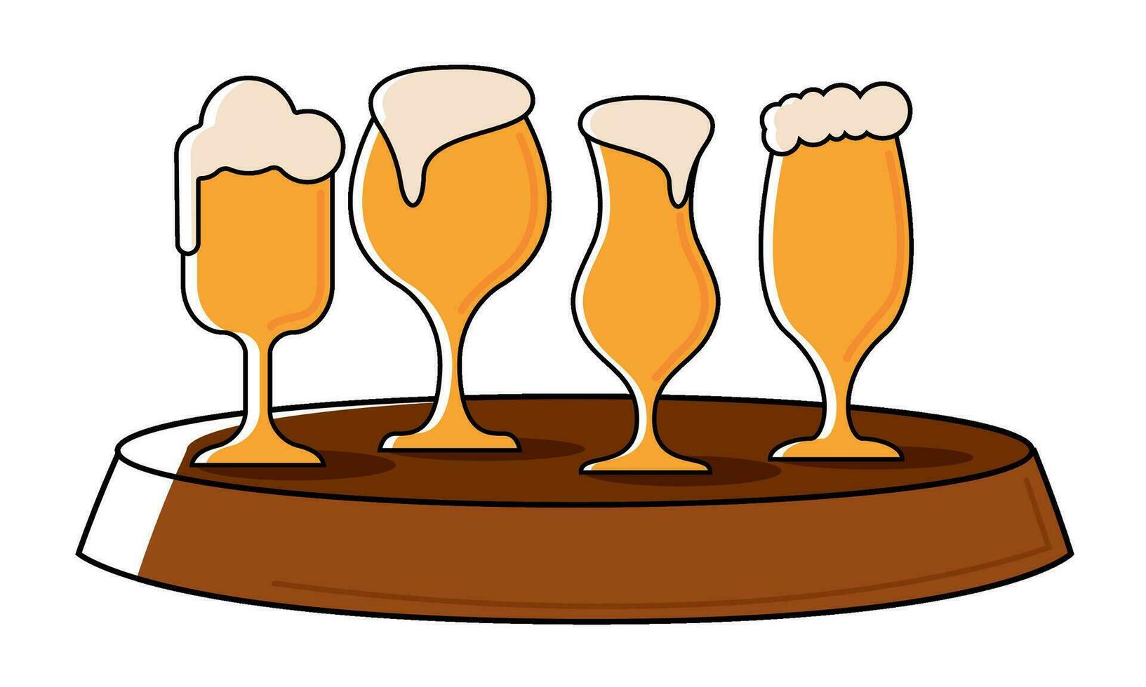 Group of beer glasses with foam icon Vector