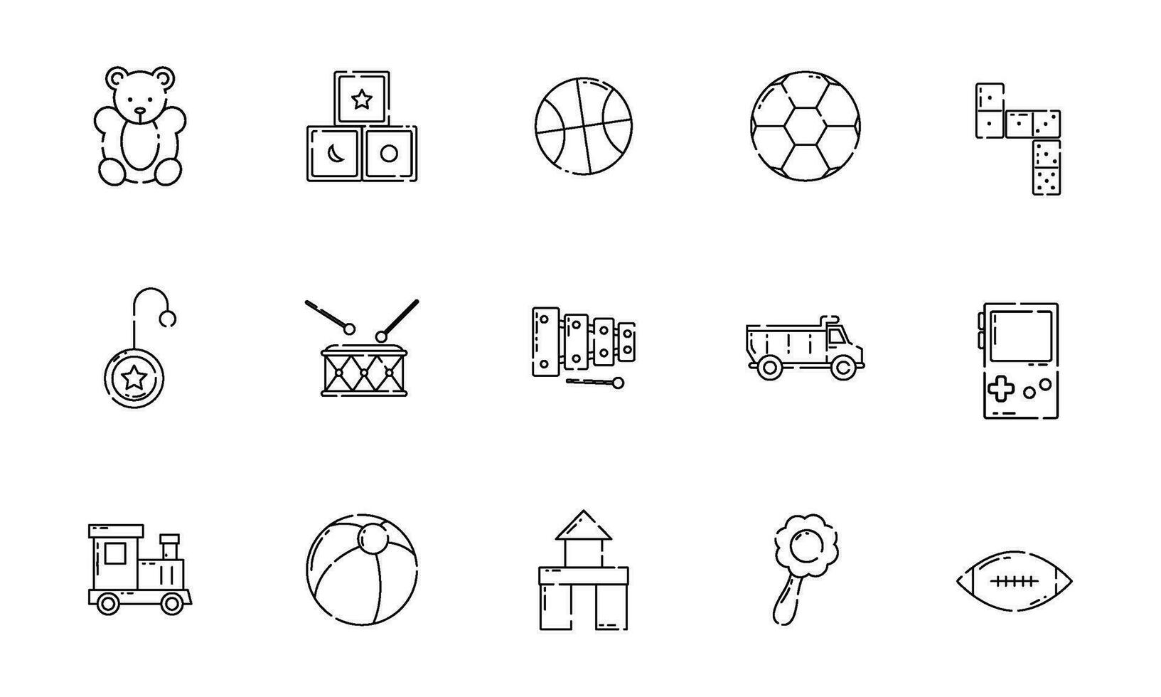 Set of different flat toy icons Vector