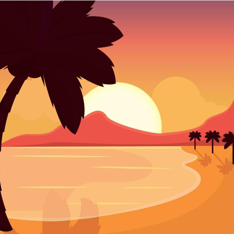 Colored natural landscape with trees Vector