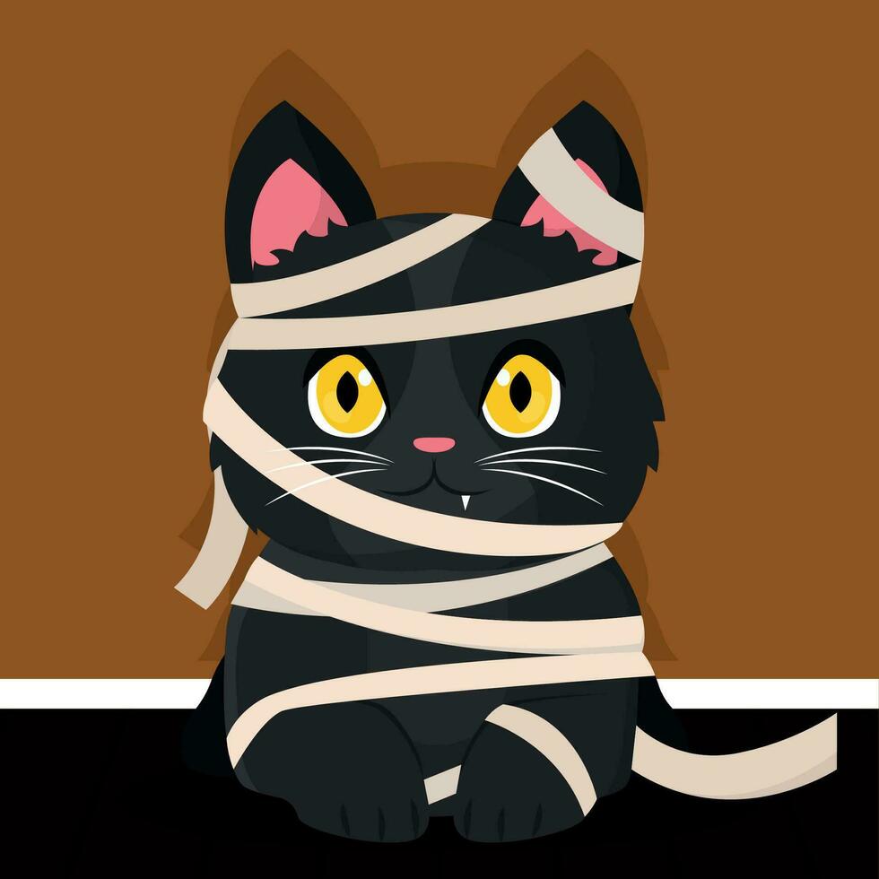 Isolated cute cat pet with a mummy costume Vector