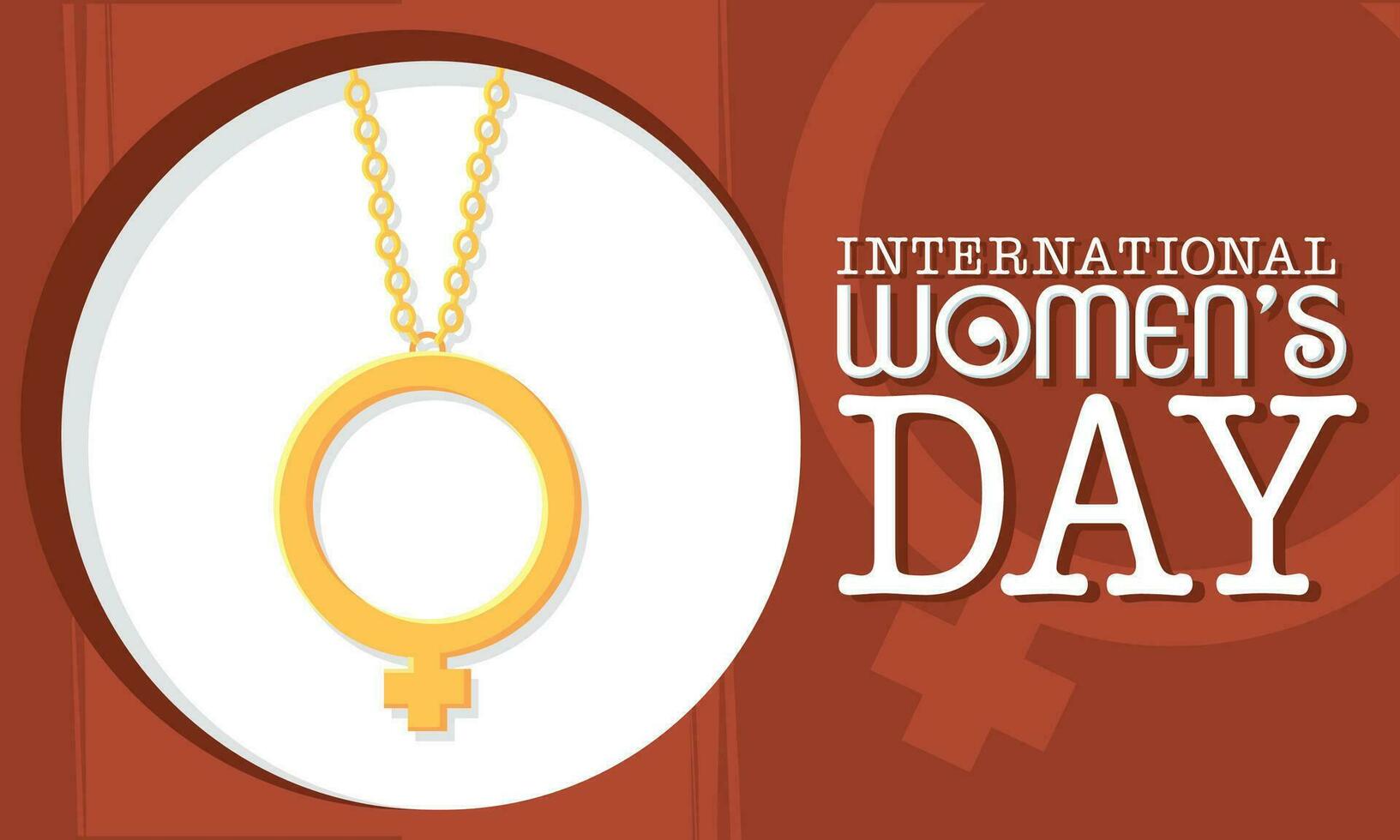 Horizontal women day poster golden female symbol necklace Vector