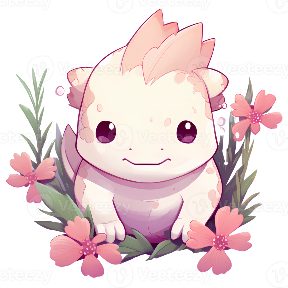 axolotl cartoon ai generative png