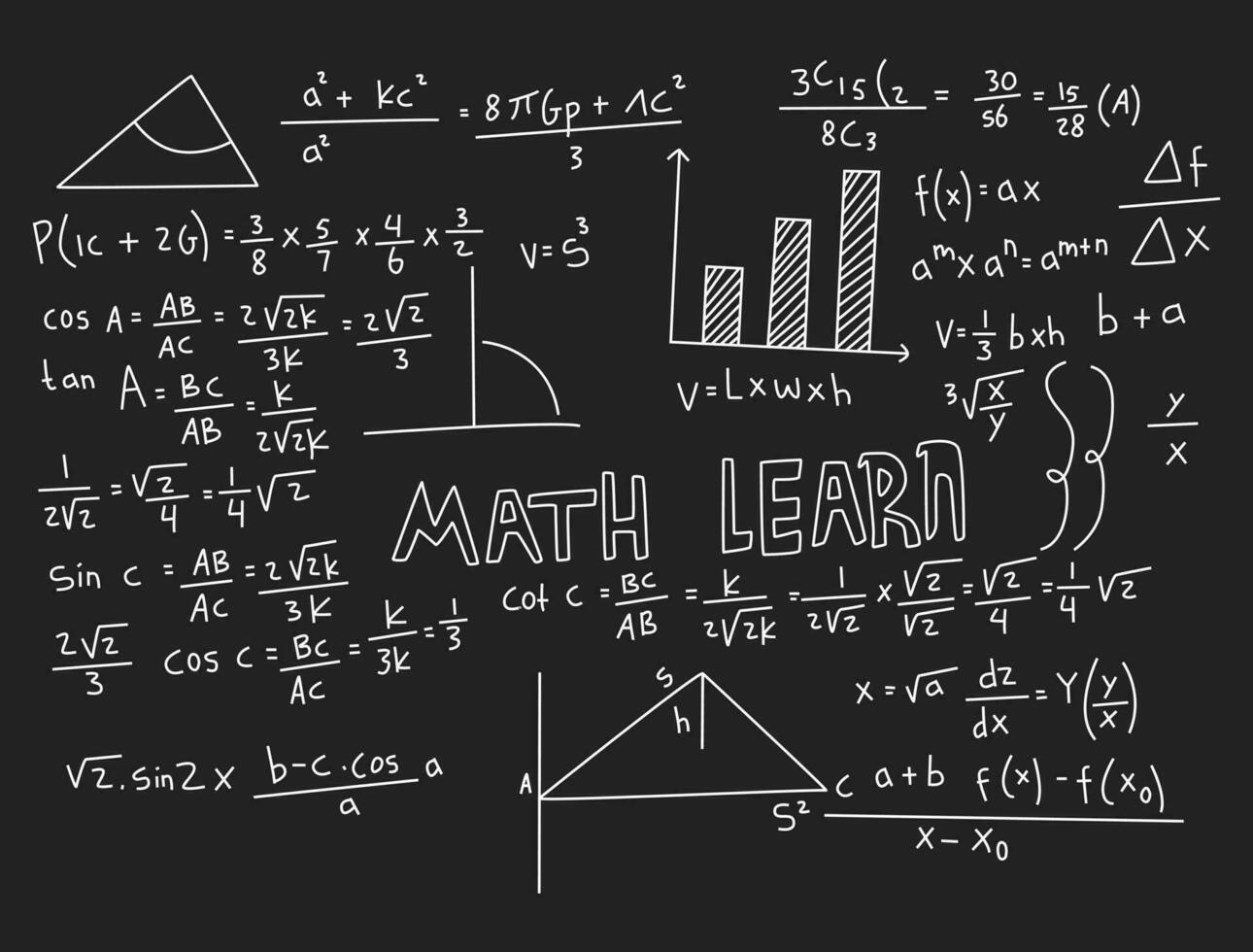 Realistic math chalkboard background illustration vector