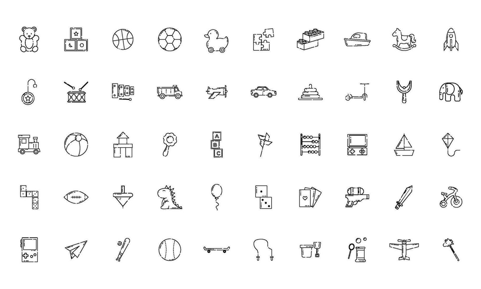 Set of different flat toy icons Vector