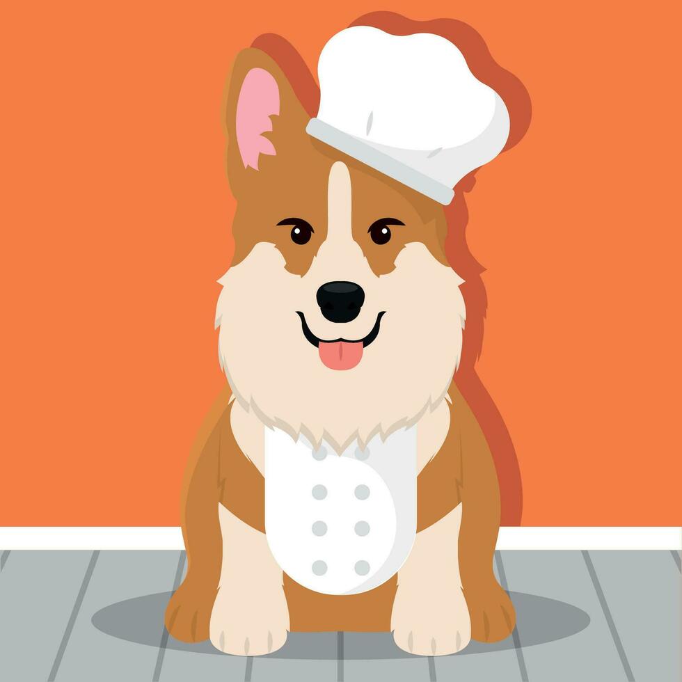 Isolated cute dog with a chef costume Vector