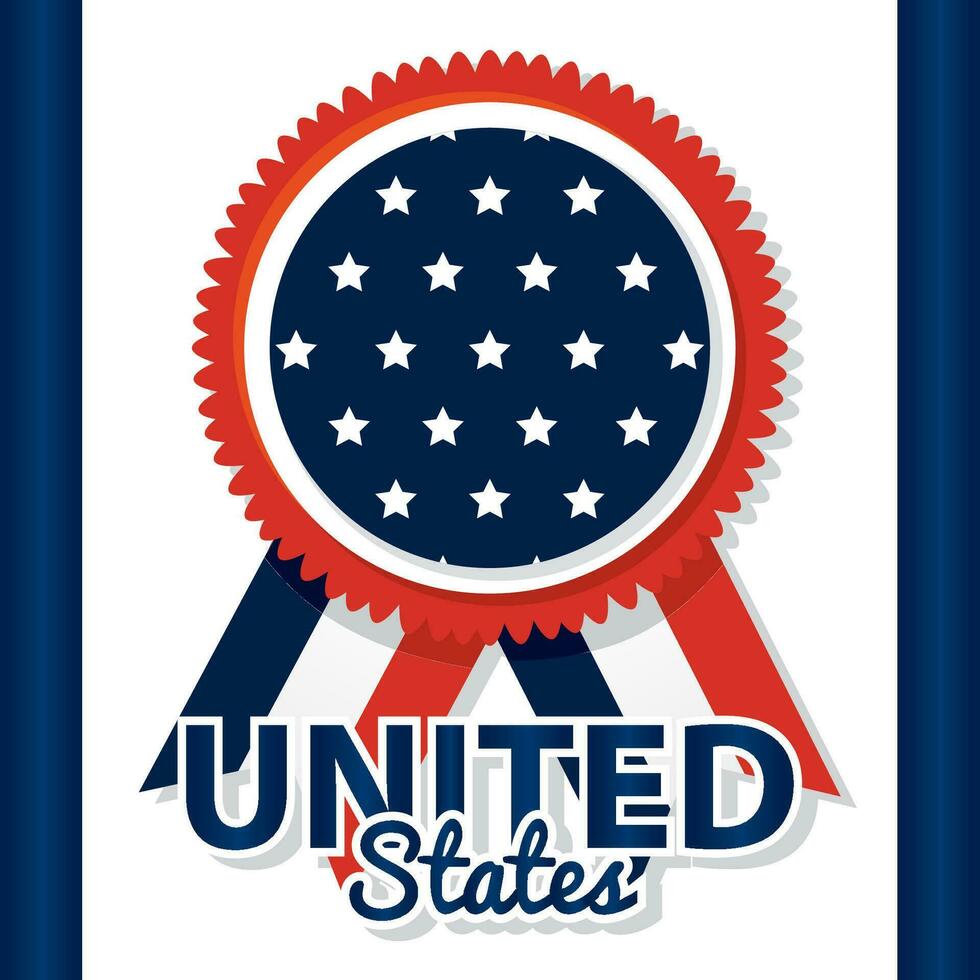 Isolated medal badge with stripes and star shapes United States Vector