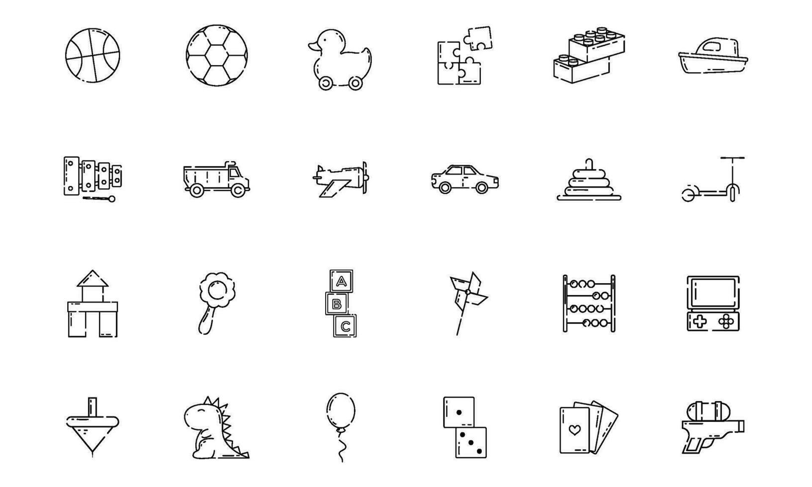 Set of different flat toy icons Vector